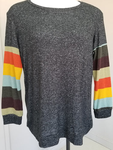 Black Multi Stripe Sleeve Sweater