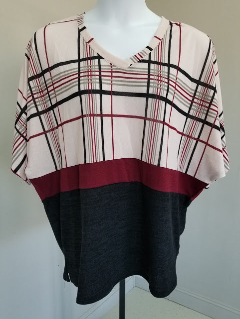 Plaid Color Block Blouse