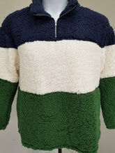 Load image into Gallery viewer, Zipper Front Color Block Sherpa Sweater with Pockets