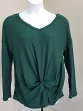 Load image into Gallery viewer, Waffle Knit Long Sleeve Tunic Top with Front Knot