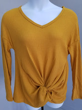 Load image into Gallery viewer, Waffle Knit Long Sleeve Tunic Top with Front Knot