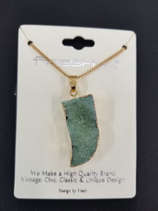 Druzy Horn Stone Pendant Necklace