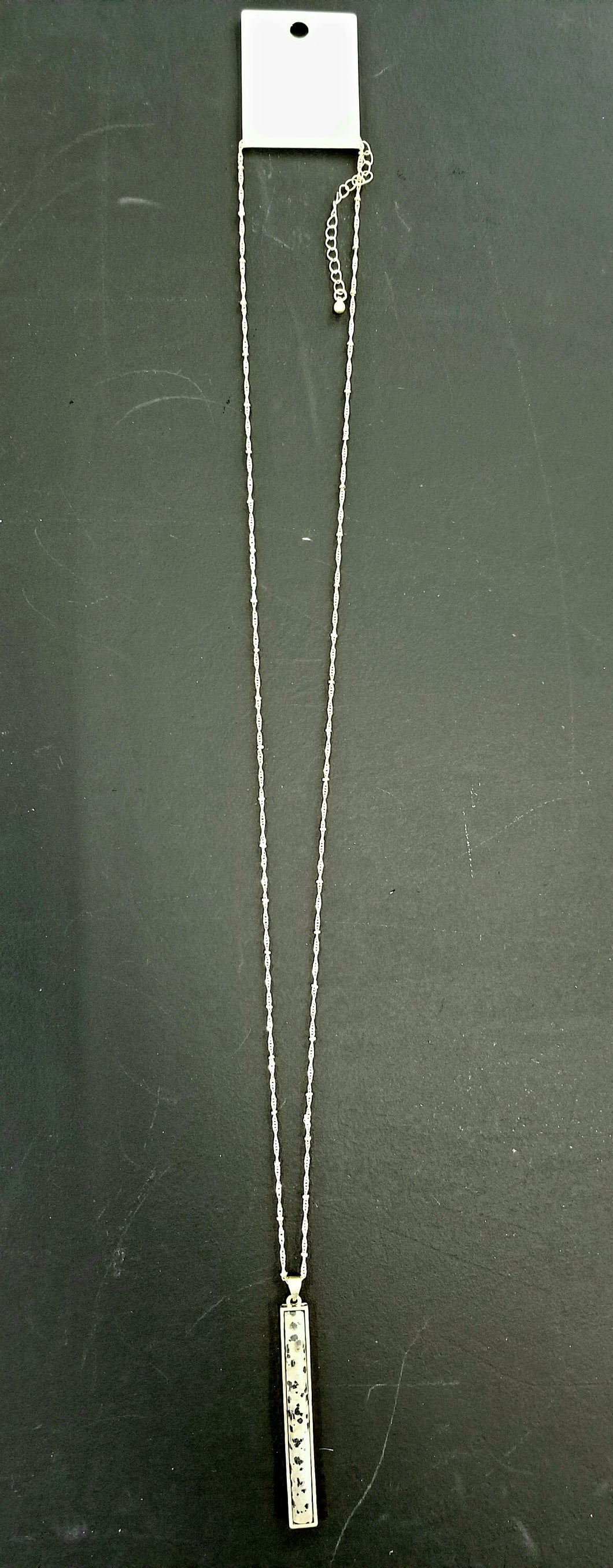 Elongated Faceted Bar Pendant Necklace