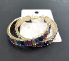 Load image into Gallery viewer, Multi-Gem Color Semi-Hoop Earrings