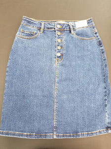 High-Rise 5-Button Closure Denim Skirt