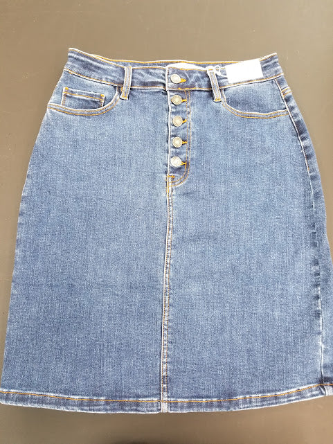 High-Rise 5-Button Closure Denim Skirt