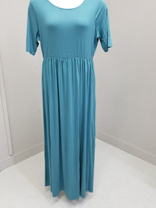 Half-Sleeve Maxi Dress with Pockets