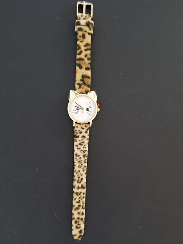 Cute Kitty Face Template Faux Leather Watch