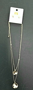 Double Disk Pendant Necklace Set