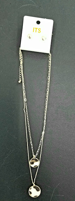 Double Disk Pendant Necklace Set