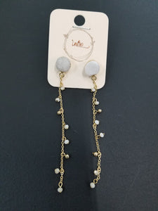 Round Druzy Stone Drop Bead Dangle Earring