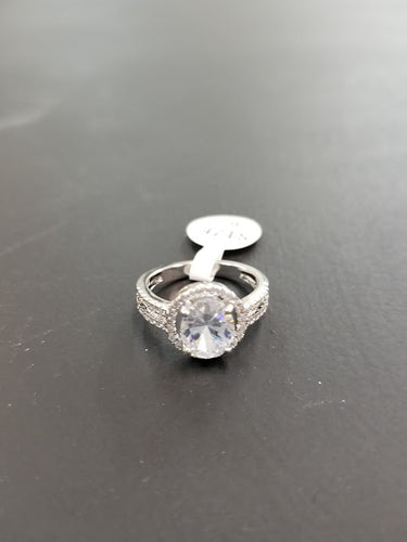 Oval Stone CZ Accent Pave Ring