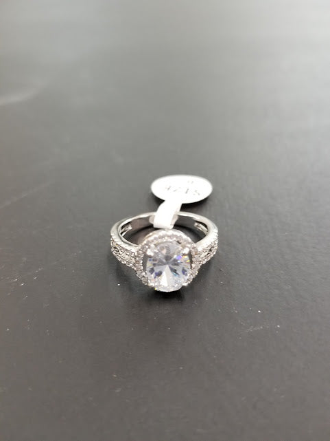 Oval Stone CZ Accent Pave Ring