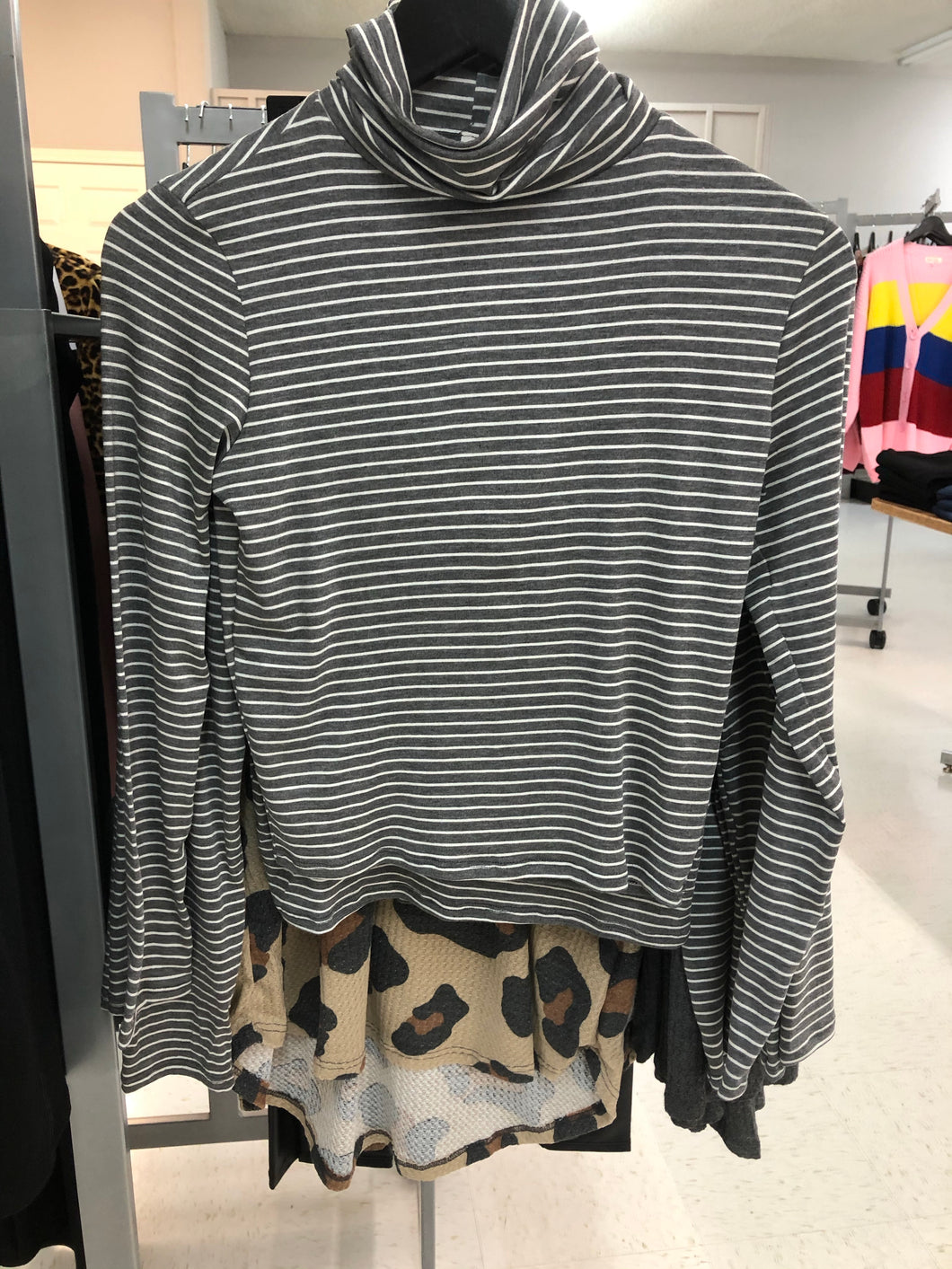 Stripe Turtle Neck Crop