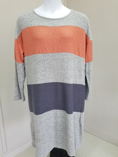 Long Sleeve Color Block Dress